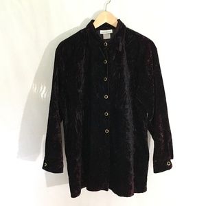 90s Vintage Crushed Velvet Blouse